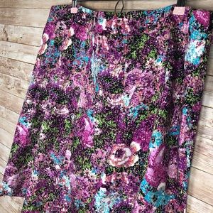 Lane Bryant Floral A-Line Skirt, Sz 22